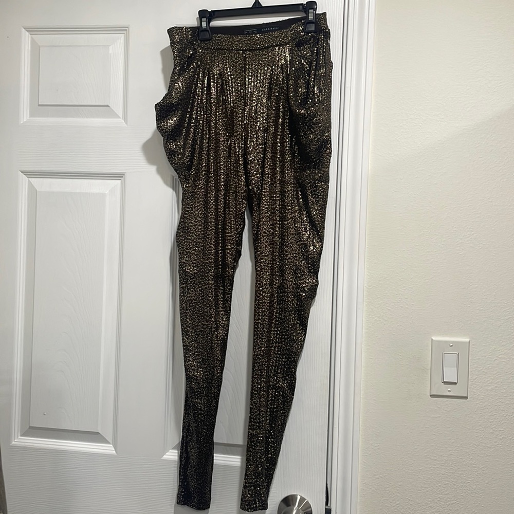 Zara good bronze brown sequins sequined harem pants size S small trousers